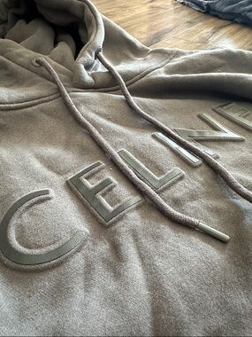 Celine Embossed Gray Men's Hooded Sweatshirt